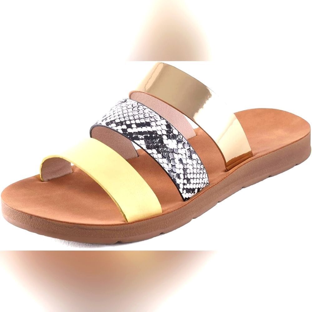 (74-2136)   Depdream Flat Slide Sandals for Women Sz 38 (7.5)